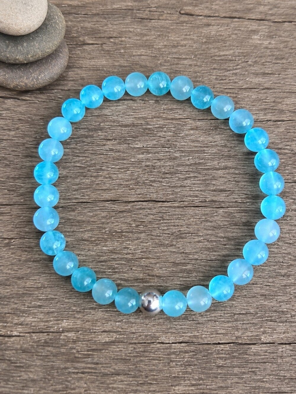 Amazonite Beaded Stretch Bracelet | Handmade